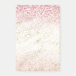 Girly Pink Glitter Glam Gold Luipaard Print Post-it® Notes