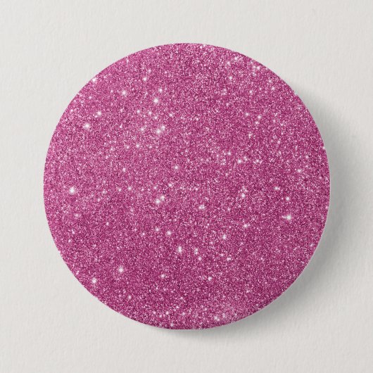 Girly Pink Glitter Glam Ronde Button 7,6 Cm (Voorkant)