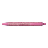 Girly Pink Glitter Glitz Leopard print Zwarte Inkt Pen (Achterkant)