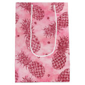 Girly Pink Glitter Glitzy Ananas Medium Cadeauzakje (Achterkant)