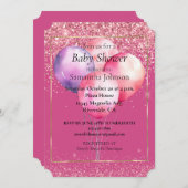 Girly Pink Glitter Gouden Glam Ballonnen Kaart (Voorkant / Achterkant)