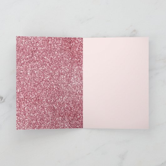 Girly Pink Glitter Happy Birthday Heart Kaart (Binnen)