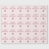 Girly Pink Glitter Happy Birthday Hearts Cadeaupapier (Vlak)