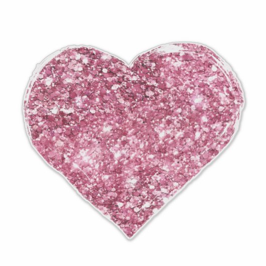 Girly Pink Glitter Heart Sticker (Voorkant)