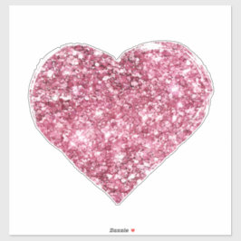 Girly Pink Glitter Heart Sticker