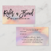 Girly Pink Glitter Iridescent Ombre Aanbevelingskaartje (Voorkant / Achterkant)