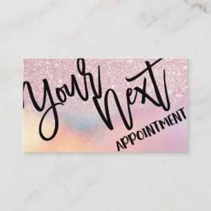 Girly Pink Glitter Iridescent Ombre Afsprakenkaartje