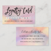 Girly Pink Glitter Iridescent Ombre Klantenkaartje (Voorkant / Achterkant)