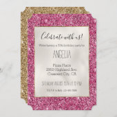 Girly Pink Glitter Kaart (Voorkant / Achterkant)