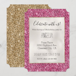 Girly Pink Glitter Kaart