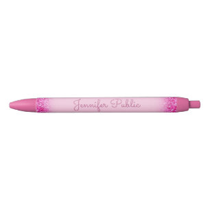 Girly Pink Glitter kalligrafie Script Sjabloon Zwarte Inkt Pen