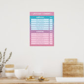 Girly Pink Glitter Kids Dry Erase Daily Chores  Poster (Keuken)