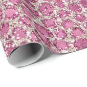 Girly Pink Glitter Leopard Print Cadeaupapier (Rol Hoek)