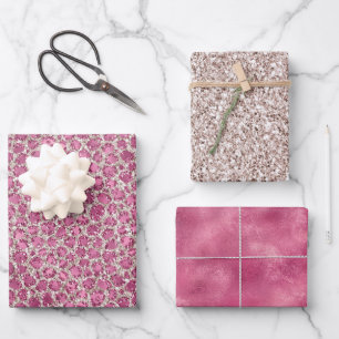 Girly Pink Glitter Leopard Print Inpakpapier Vel
