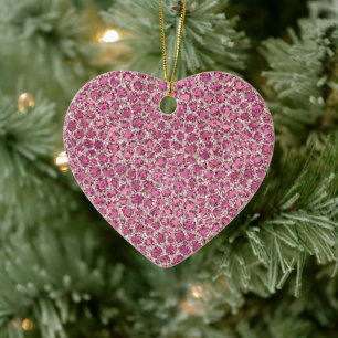 Girly Pink Glitter Leopard Print Keramisch Ornament