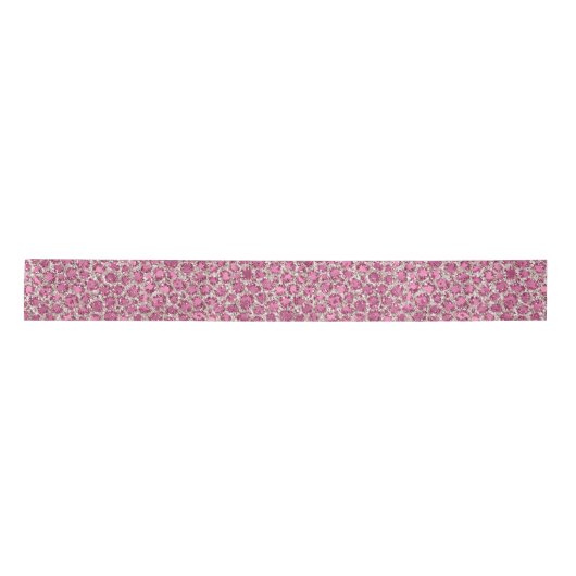 Girly Pink Glitter Leopard Print Satijnen Lint (Voorkant)