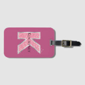 Girly Pink Glitter letter K Bagagelabel (Voorkant (horizontaal))