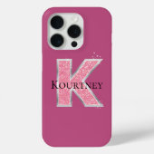 Girly Pink Glitter letter K Case-Mate iPhone Case (Achterkant)