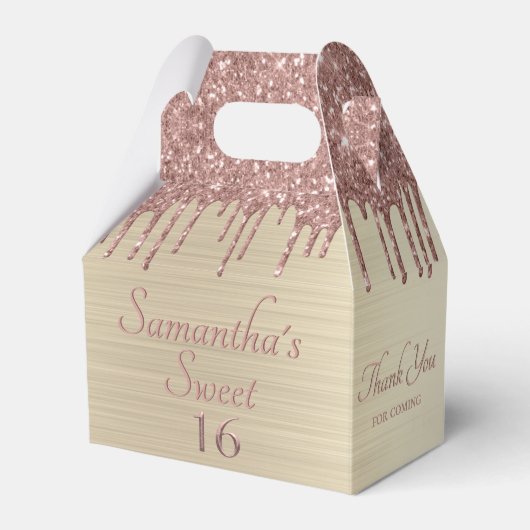 Girly Pink Glitter Lief 16 Verjaardag Dank u Bedankdoosjes (Voorkant Zijde)