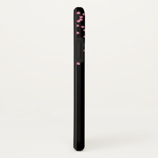 Girly Pink Glitter Lips Monogram Naam Case-Mate iPhone Case (Achterkant / rechts)