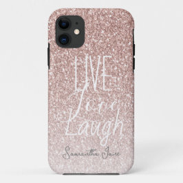 Girly Pink Glitter Live Liefde Lach Motivatie Case-Mate iPhone Case