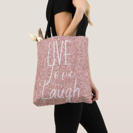 Girly Pink Glitter Live Liefde Lach Motivatie Tote Bag