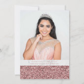 Girly Pink Glitter Marble Quinceanera Foto Kaart (Achterkant)