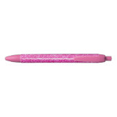 Girly Pink Glitter Modern Beauful Sjabloon Zwarte Inkt Pen (Achterkant)
