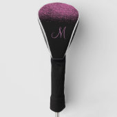Girly Pink Glitter Monogram Golf Head Hoesje Golfheadcover (Voorkant)