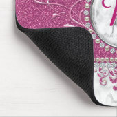 Girly Pink Glitter Monogram Muismat (Hoek)