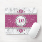 Girly Pink Glitter Monogram Muismat (Met muis)