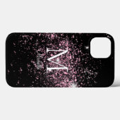 Girly Pink Glitter Monogram Naam Case-Mate iPhone Case (Achterkant (horizontaal))