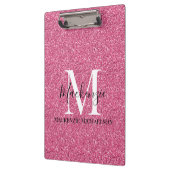 Girly Pink Glitter Monogram Naam Klembord (Links)