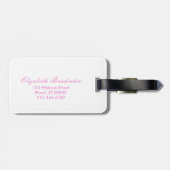 Girly Pink Glitter Monogram Persoonlijke foto Naam Bagagelabel (Achterkant horizontaal)