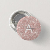 Girly Pink Glitter Monogram Ronde Button 3,2 Cm (Voorkant /achterkant)