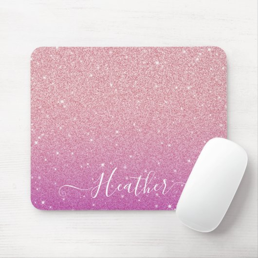 Girly Pink Glitter Mousepad Muismat (Met muis)