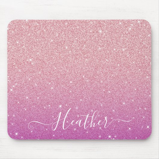 Girly Pink Glitter Mousepad Muismat (Voorkant)
