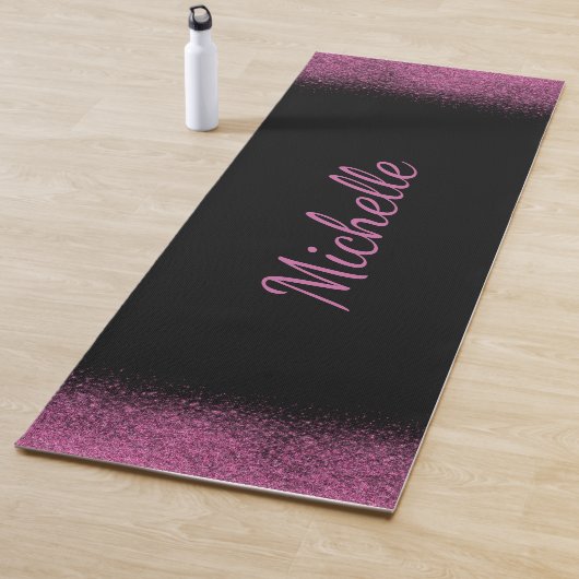 Girly Pink Glitter Name Persoonlijk Yoga Mat (In situ)