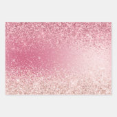 Girly Pink Glitter Ombre Inpakpapier Vel (Voorkant 3)
