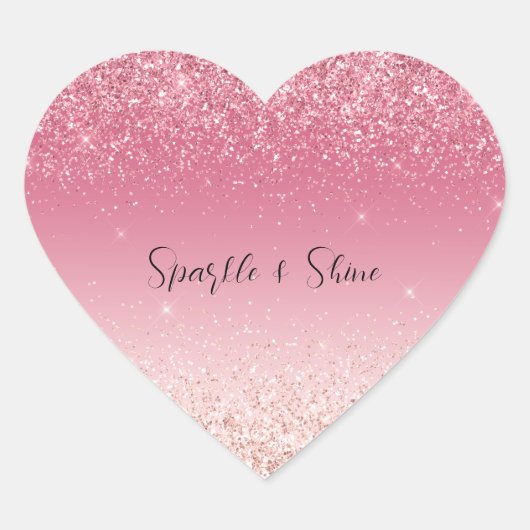 Girly Pink Glitter Ombre Sparkle Hart Sticker (Voorkant)