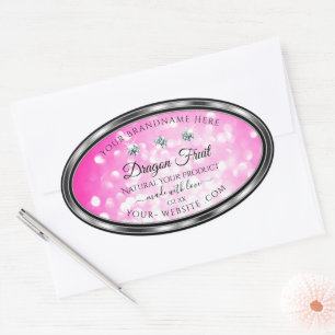 Girly Pink Glitter Product Labels Diamonds Silver