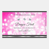 Girly Pink Glitter Product Labels Diamonds Silver (Voorkant)