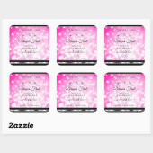 Girly Pink Glitter Product Labels Diamonds Silver (Vel)