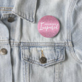 Girly Pink Glitter Script Hearing Impaired Ronde Button 5,7 Cm (In situ)