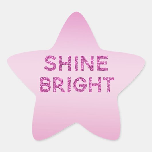 Girly Pink Glitter Shine Bright Ombre Ster Sticker (Voorkant)