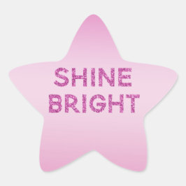 Girly Pink Glitter Shine Bright Ombre Ster Sticker