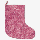 Girly Pink Glitter Sparkle Glitz Grote Kerstsok (Voorkant)