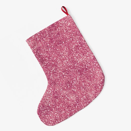 Girly Pink Glitter Sparkle Glitz Grote Kerstsok (Achterkant (Hangend))