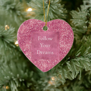 Girly Pink Glitter Sparkle Glitz Keramisch Ornament