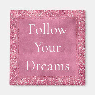 Girly Pink Glitter Sparkle Glitz Magneet
